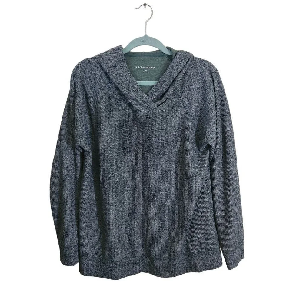 Soft Surroundings Evergreen Pullover Hoodie Tunic Top Size L